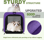 Per Carrier for Cat 18x11x11 Inch FAA Complaint, Kitten Taxi Top Load Soft Cloth Bag, Small Animal Portable in Cabin Crate Shih Tzu Dog Kennel Carry Case, 4-Sided-Ventilated Kitty Purse Purple