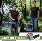 Cat Carrier 18 x 11 x 11 Top Loading Soft-Sided Pet Travel Bag Over 15lbs, Portable Small Dog Puppy Car Crate 10 lbs, Chihuahua Kennel Carry Case, Kitty Cloth Cage Medium Cat Under 25 Blue