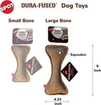 SPOT Dura-Fused Leather Bone- Durable Dog Toy with Squeaker, Real Leather & Jute Fabric, Interactive Toy for Moderate & Aggressive Chewers, Medium & Large Dogs and Puppies, 9 inch