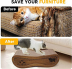 2 in 1 Cat Scratcher Lounge, Premium Cat Scratching Board, Cat Scratcher Set, Scratch-Resistant Cat Scratching Post Large (27.5L X 9H in.) and Small (24.5L X 6H in.), Corrugated Cardboard