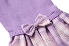Purple Knitted Dog Sweater Dress, Pink Plaid Dog Winter Clothes Dresses for Small Dogs Girl, Maltese Cat Apparel, X-Small (XS)