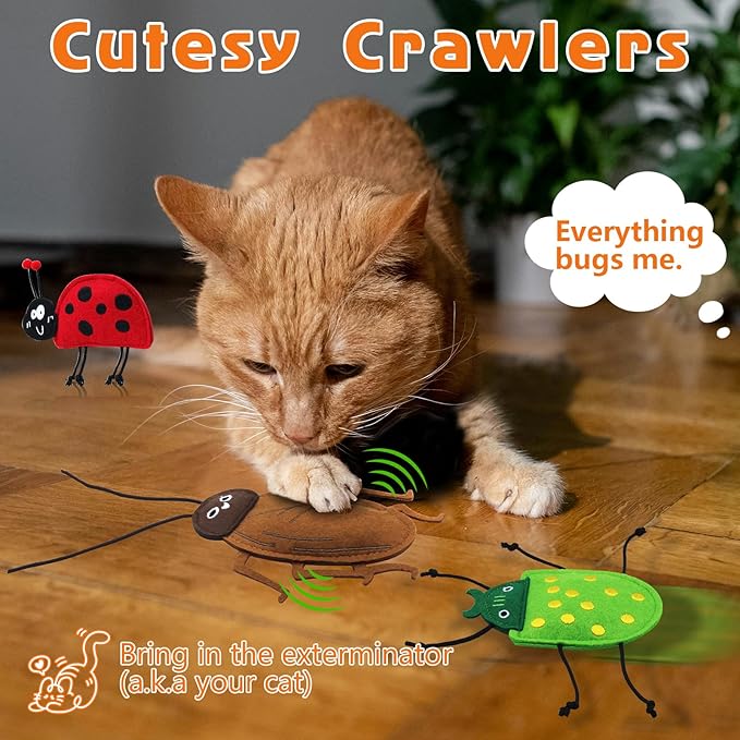 3 Pack Catnip Toy for Cats,Realistic Bug Cat Toys,Bell Sould Kitten Bite Kicker Toys, Interactive Kitty Toys for Christmas Cats Gift