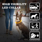 Light Up Led Dog Collar Rechargeable Waterproof, Glow in Dark Dog Collar, TPU Cuttable Lighted Dog Collars for Night Walking Charging USB, Safety for Small Medium Large Dogs Orange