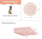 Best Friends by Sheri Bundle Set The Original Calming Shag Donut Cuddler Cat and Dog Bed + Pet Throw Blanket Cotton Candy Pink Extra Large 45" x 45"
