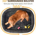 Orthopedic Waterproof Large Dog Bed: Memory Foam Washable Dog Bed with Bolsters - Removable Orthopedic Cover for Medium L XL Large Sized Pet - Non-Slip