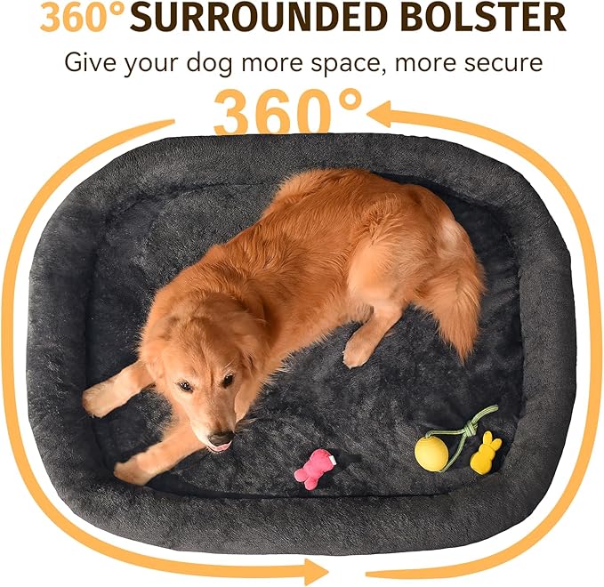 Orthopedic Waterproof Large Dog Bed: Washable Dog Bed with Bolsters - XXL Orthopedic Removable Cover for Medium Large Sized Pet - Non-Slip