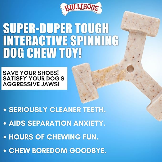 Bullibone Nylon Dog Chew Toy Spin-a-Bone - Interactive Dog Toy, Triggers Natural Instincts, and Improves Oral Health