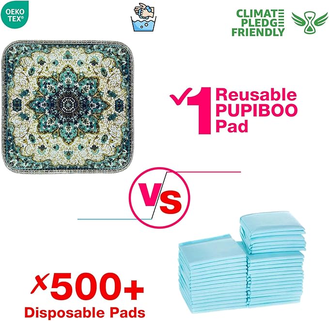 PUPIBOO Washable Pee Pads for Dogs and Cats - Super Absorbent Reusable Puppy Training Pads - 100% Waterproof, Leak-Proof & Non-Slip Whelping Pads for Pet Housebreaking