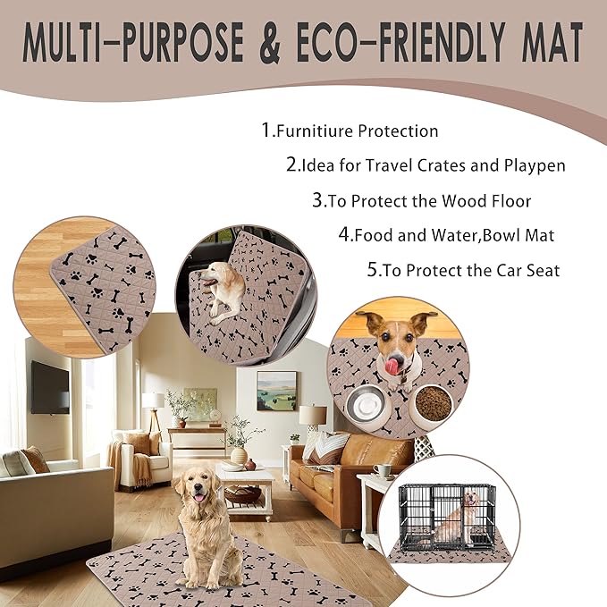 2 Pieces Dog Pee Pads - Washable Dog Rugs Non-Slip Puppy Pads for Small Dogs, Water Absorb Training Pads (24x18 (2pack), Beige)