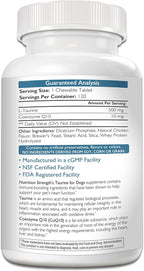 Taurine for Dogs, Support for a Healthy Heart Function, Resist Inflammatory Diseases, with Coenzyme Q10 to Help Manage Heart Failure and DCM in Dogs, 120 Chewable Tablets