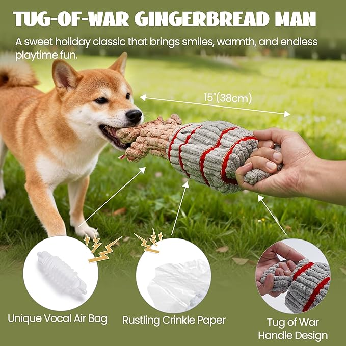 Nocciola 4 Pack Christmas Dog Toys, Interactive Crinkle Dog Squeaky Toys, Plush Dog Toys for Christmas, Christmas Toys for Puppy Small Medium Large Dogs & Aggressive Chewers