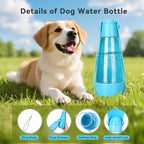 UPSKY Dog Water Bottle | Portable & Foldable Dog Water Bottle | 3-in-1 Portable Pet Water Dispenser with Food Container & Poop Scooper for Outdoor Walking, Hiking & Travel,14.2oz(Blue)