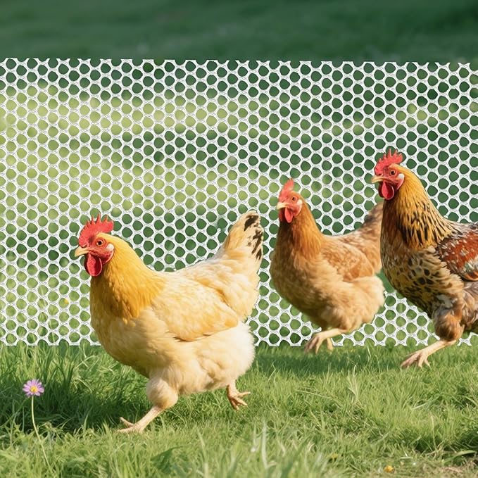 16.4 FT x 15.7 in Roll Mesh Fence, Versatile White Plastic Fencing & Netting, Cuttable Animal Wire Mesh Fence, Durable Tree Trunk Protector, Suitable for Cat Dog Rabbit Barrier and Plant Protectors