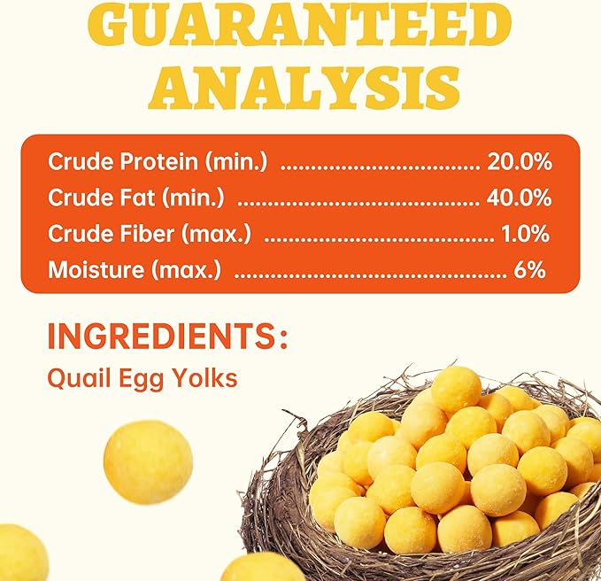 Wellix 9oz Freeze Dried Quail Eggs for Cats&Dog Treats - High-Protein Freeze Dried Quail Egg Yolk Cat Treats for Skin&Coat Health - Delicious Training Snacks for Puppy,Kitten Treat