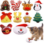 10 Pcs Christmas Cat Catnip Toys for Indoor Cats Interactive Xmas Plush Stuffed Kitten Chew Bite Kick Toys Kitty Playing Relieve Stress Cat Lovers
