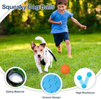 2 Pack Indestructible Squeaky Dog Balls, Cleans Teeth, Relieves Anxiety, Interactive Dog Toy for Aggressive Chewers, Rubber Ball Breeds, Outdoor Waterproof
