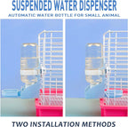 Rabbit Water Bottle Suspension Water Dispenser for Mini Pet Bunny Guinea Pig Chinchilla, 500ml Automatic Water Bottle by Gravity Flow Supply, Prevent Overflow, BPA Free (Blue)