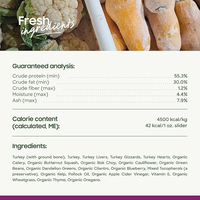 smallbatch Pets Freeze Dried Raw Dog Food, Turkey Recipe, 14 oz, Organic High Protein Dog Food, Grain Free, Made in The USA, Humanely Raised Meat, Single Protein, for Picky Eaters, Hydrate & Serve