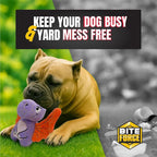 Bite Force - Durable & Strong Dog Toy Purple Dino with Squeaker, Kevlar-Reinforced for Aggressive chewers.