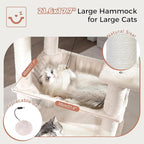 54” Cat Tree with Big Hammock 21x17” Adult Cat Tower with Scratching Posts Featuring Large Top Bed, Scratcher Pad, Spacious Condo House and Detectable Ball for Indoor Cats-Large Beige