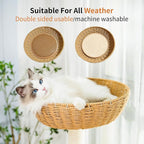 Modern Cat Tree Tower,Hand-Woven Ma Teng cat nest, Sisal-Covered Scratching Posts for Indoor Cats, Multi-Level Cat Condo with Space Capsule Nest, Tall Cat Tree for Multiple Large Cats