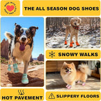 Hcpet Dog Shoes for Large Dogs, Breathable Dog Booties for Small Medium Dogs, Anti-Slip Dog Boots & Paw Protectors for Hot Pavement Winter Snow Hiking with Reflective Straps Orange Size 1