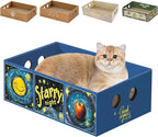 Heavy Duty Cardboard Cat Scratcher Box, Cat Bed with Double-Sided Cardboard Scratch Pad, Interactive Hole Design, Scratch Lounge Bed Suitable for Cats to Rest(Star Pattern)