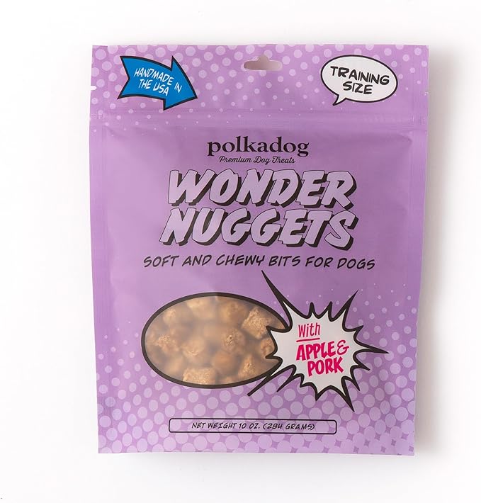 Polkadog Pork & Apple Wonder Nuggets Dog Treats – All-Natural Pet Training Treats for Dogs – Healthy, Handmade Puppy Snacks – Bite-Sized, Soft, Chewy Treats for Pets – 10oz