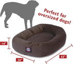 Majestic Pet 52 Inch Suede Calming Dog Bed Washable 52x35x11 (Inch) – Cozy Soft Round Donut Dog Bed with Spine Support for Dogs to Rest their Head - Round Pet Bed X- Large – Chocolate