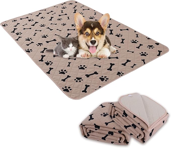 2 Pieces Dog Pee Pads - Washable Dog Rugs Non-Slip Puppy Pads for Small Dogs, Water Absorb Training Pads (24x18 (2pack), Beige)
