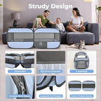 2-in-1 Pop Up Cat Playpen, Detachable into 2 Separate Pens with Additional Doors, Assembly-Free Portable Dog Crates Pet Pen Tent Kennel Kitten Puppy Enclosure Cage Indoor Outdoor Foldable Condo(M)