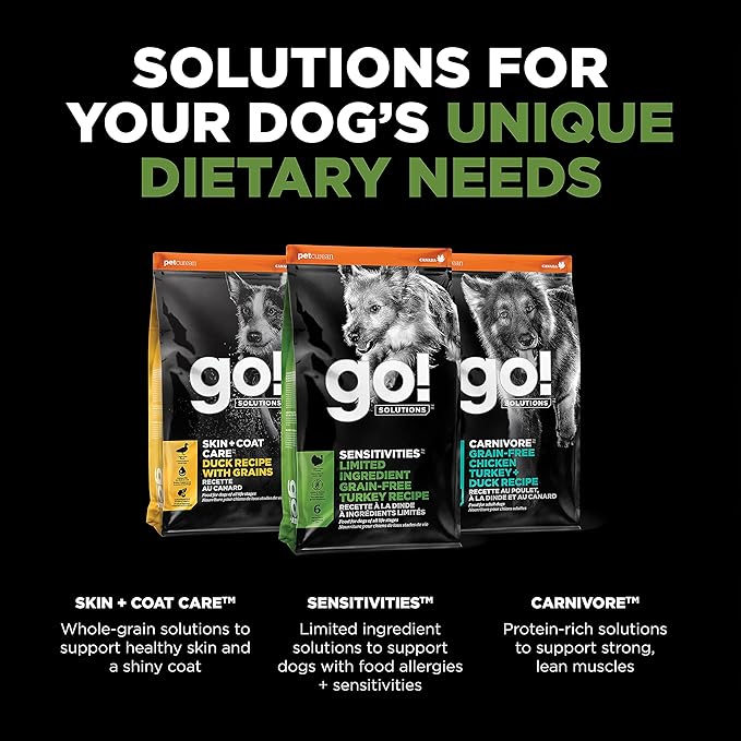 Go! Solutions Sensitivities Limited Ingredients, Grain-Free Dry Dog Food, Turkey Recipe for Sensitive Stomach, 22 lb Bag