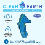 Spunky Pup Clean Earth Recycled Seahorse Dog Toy | Made from 100% Recycled Water Bottles | Eco-Friendly | Squeaker | Plush Toy for Small to Medium Dogs | Made in The USA