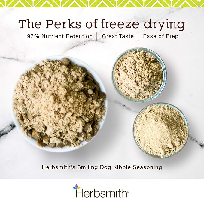 Herbsmith Kibble Seasoning – Freeze Dried Duck – Dog Food Topper for Picky Eaters – Grocery-Grade Fruits + Veggies – 3oz