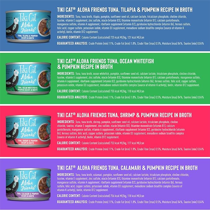 Tiki Cat Aloha Friends Tuna Wet Food Variety Pack, 5.5 oz., Count of 8