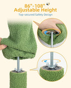 Cat Tree Floor to Ceiling with 18.9in Big Perch Bed and Condo for Large Adult Cats, 86in-108in Heavy Duty Cat Tower for Indoor Cat Pet, Cactus Green