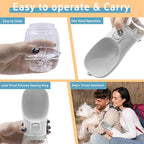 Portable Dog Water Bottle with Bowl, Leak Proof, Convenient for Walking, Hiking and Camping (Gray, 19oz)