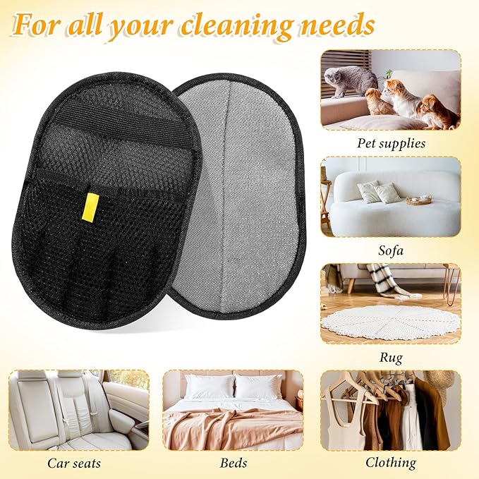 2 Pcs Pet Hair Removal Glove, Double Sided Grooming Gloves, Upgrade Electrostatic Pet Hair Remover, Reusable Pethair Remover Glove for Dogs and Cats Washing Beauty, Sofa, Bed Sheets, Clothes