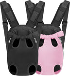 YUDODO 2-Pack Pet Dog Carrier Backpack Adjustable Dog Front Carrier, Legs Out Easy-Fit Dog Travel Backpack Carrier for Hiking Camping for Small Medium Dogs Cats and Rabbits (Small Black+Pink)