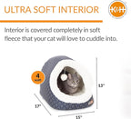 K&H Pet Products Thermo-Pet Cave Heated Cat Bed - Gray/Geo Flower 17 X 15 X 13 Inches