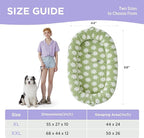 Lesure Human Dog Bed for Adult - Calming Human Size Dog Bed with Egg Foam Supportive Mat and Storage Pocket, Cute Modern Pet Beds with Jacquard Shaggy Plush & Anti Slip Bottom 55x37x10, Green