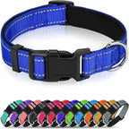 Reflective Dog Collar, Soft Neoprene Padded Nylon Pet Collar with Quick-Release Buckle, No-Choke Design Adjustable for Puppy Dogs,Navy Blue,XS