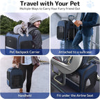 Pawtners Cat Carrier Backpacks Expandable Pet Backpack with Breathable Mesh, Pet Carrier Backpack for Cats Small Dogs Puppies Up to 18 Lbs, Dog Carrier Backpack for Travel Hiking Camping Outdoor Blue