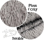 Friends Forever Donut Dog Bed Faux Fur Fluffy Calming Sofa For Large Dogs, Soft & Plush Anti Anxiety Pet Couch For Dogs, Machine Washable Coco Pet Bed with Non-Slip Bottom, 36"x36"x8" Grey