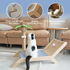 Beach Chair Cat Hammock, Cat Furniture, Original Cozy Cat Lounger with Sisal Scratcher and Toy Ball, Elevated Cat Beds for Indoor Cats (Blue)