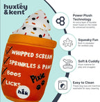 Huxley & Kent Halloween Funny Dog Toy w/Squeaker – Power Plush Squeaky Dog Toys for Small, Medium & Large Dogs – Soft Stuffed Animal for Indoor Play & Fetch - Jack-O-Latte, One Size