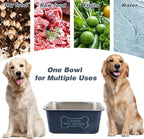 3 Gallons Large Dog Water Bowl, Stainless Steel Metal Dog Bowls, Large Capacity Pet Food Bowl Water Dish for Indoor and Outdoor Universal for Medium to Giant Dogs Blue