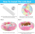 Dog Calming Beds for Small Medium Large Dogs - Round Donut Washable Puppy Dog Bed, Anti-Slip Faux Fur Fluffy Donut Cuddle Anxiety Cat Pet Bed(20'' Color)