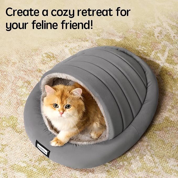 BALANCE 2 in 1 Cat Bed Cave for Kittens and Small Dogs, Cat Tents for Indoor Cats, Covered Cat Beds with Removable Cushion, Calming Cat Nest, Cat Hideaway, Washable Cat House with Non-Slip Bottom
