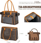 Minsong Fashion Pet Carrier Purse for Small Cat and Dog, Luxury Pu Soft-Sided Tote Bag with Large Pockets for Dogs and Puppies (Coffee, 15.8" L x 7.5" W x 11.8" H)